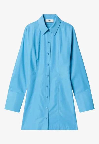 Fendi Mini Shirt Dress In Blue