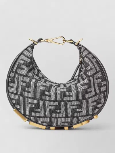 Fendi Mini Shoulder Bag Gold Hardware Strap In Gray