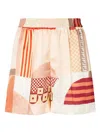 Fendi Shorts Patchwork Crepe Satin In Multi