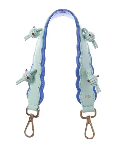 Fendi Mini Strap You Leather Shoulder Strap In Blue