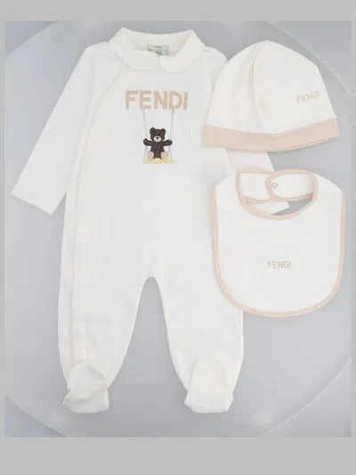 Fendi Mini Stretch Cotton Jumpsuit T-shirt In White