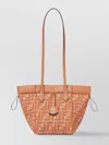 Fendi Mini Structured Leather Trim Shoulder Bag
