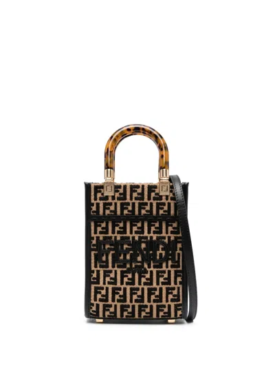 Fendi Mini Sunshine Handbag In Braun