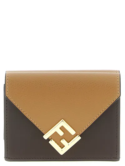 Fendi Mini Tri-fold Ff Diamonds Wallet In Brown
