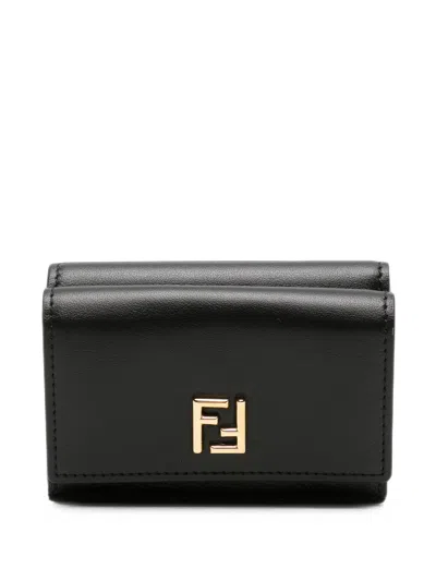 Fendi Mini Trifold Vitelio Grace Leather Wallet In Black