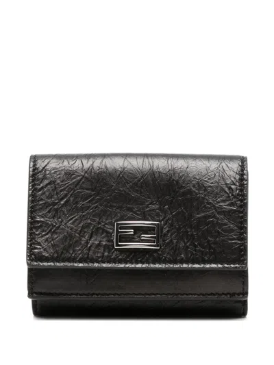 Fendi Mini Trifold Vitelio Jamie Leather Wallet In Black