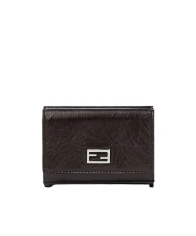 Fendi Mini Tube Trifold In Brown
