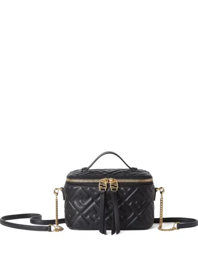 Fendi Mini Vanity Ff-motif Quilted Leather Tote Bag In Black