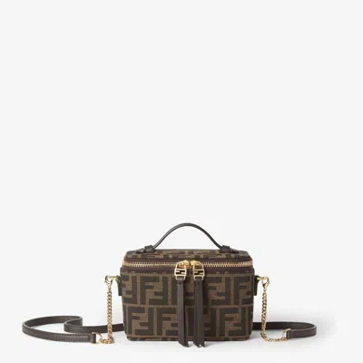 Fendi Mini Vanity Jacquard Handbag In Brown