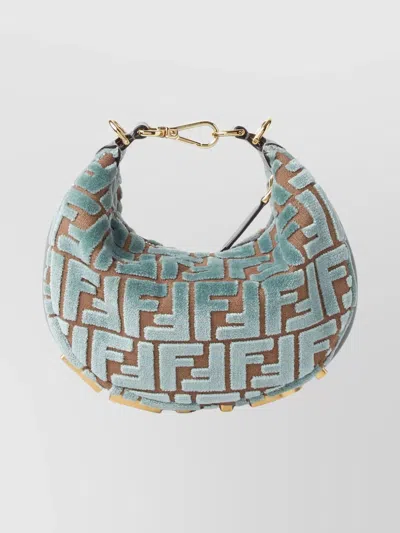 FENDI MINI VELVET SHOULDER BAG WITH FF MOTIF