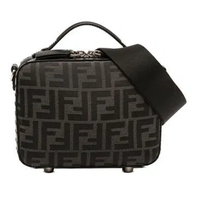 Pre-owned Fendi Mini Zucca Canvas Suitcase Bag In Black
