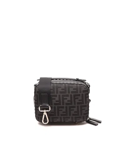 Pre-owned Fendi Mini Zucca Suitcase Bag In Black