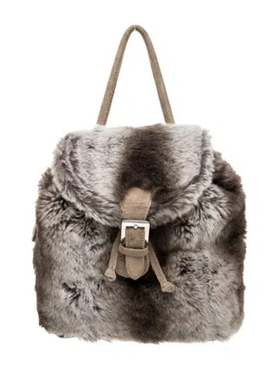 Pre-owned Fendi Mink Backpack In Gray