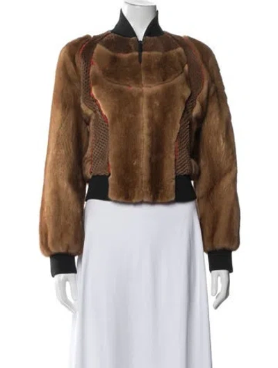 Pre-owned Fendi Mink Bomber Jacket In Brown