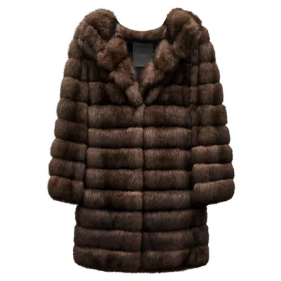 Pre-owned Fendi Mink Fur Hooded Coat In Black