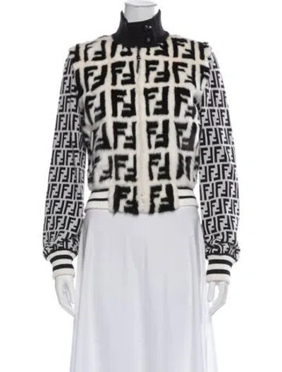 Pre-owned Fendi Mink Graphic Print Jacket In Black
