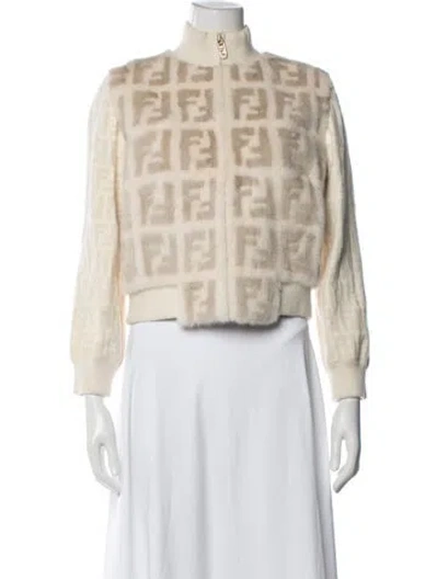Pre-owned Fendi Mink Graphic Print Jacket In Neutrals