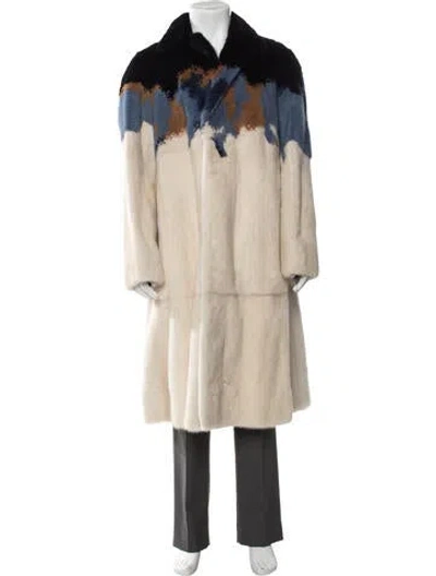 Pre-owned Fendi Mink Patterned Coat In Neutrals