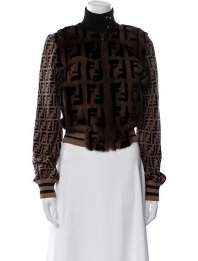 Pre-owned Fendi Mink Printed Fur Jacket In Brown