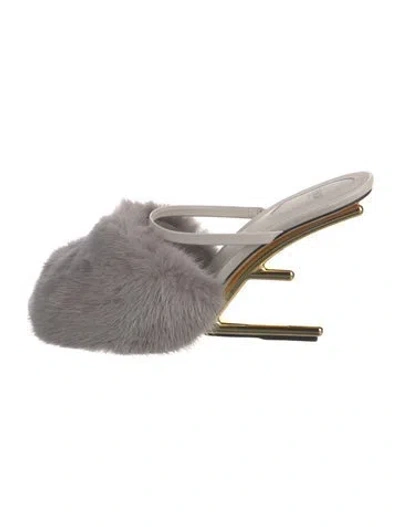 Pre-owned Fendi Mink Sandals In Grey
