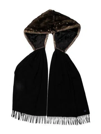 Pre-owned Fendi Mink Scarf In Black