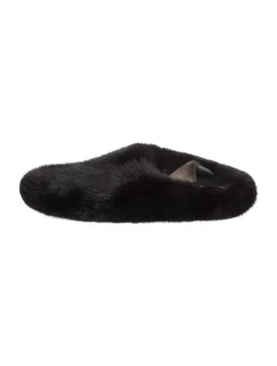 Pre-owned Fendi Mink Slippers In Black