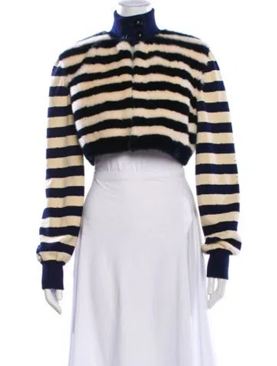 Pre-owned Fendi Mink Striped Jacket In Multi