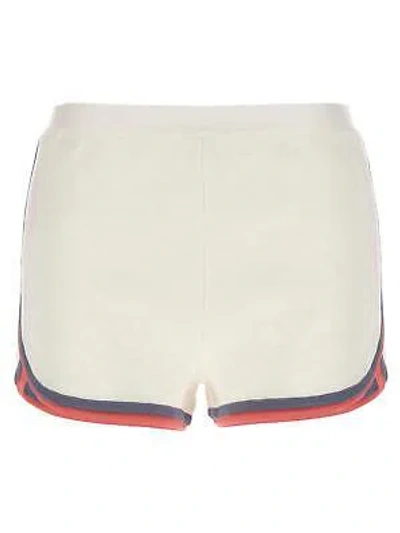 Pre-owned Fendi Mirror Effect Logo Shorts In White