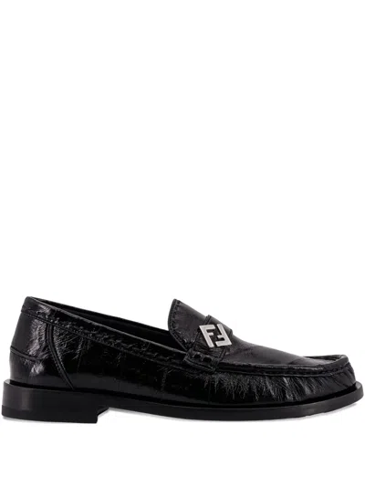 Fendi Emporio Armani Leather Sneakers In Black