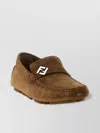 Fendi Moc Toe Suede Loafers With Rubber Sole