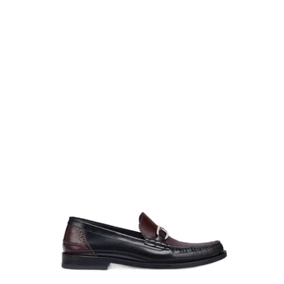 Fendi Moccasins In Nero+burgundy