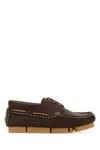 Fendi Chocolate Leather Deck Loafers In Brown