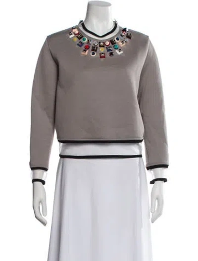 Pre-owned Fendi Mock Neck Long Sleeve Sweatshirt In Gray