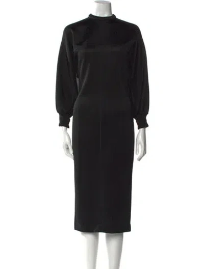 Pre-owned Fendi Mock Neck Midi Length Dress In Black