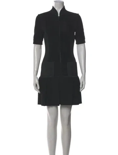 Pre-owned Fendi Mock Neck Mini Dress In Black