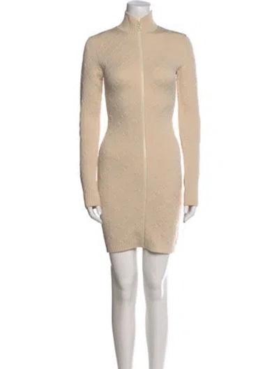 Pre-owned Fendi Mock Neck Mini Dress In Neutral