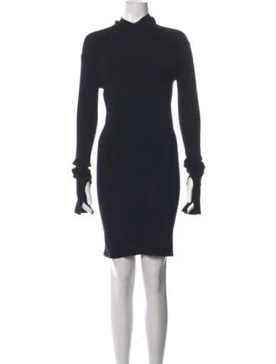 Pre-owned Fendi Mock Neck Mini Dress W/ Tags In Black