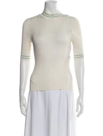 Pre-owned Fendi Mock Neck Short Sleeve Top In Neutrals