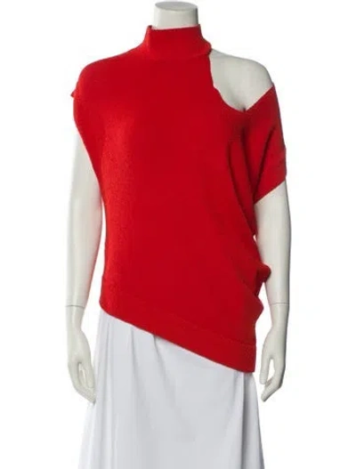 Pre-owned Fendi Mock Neck Short Sleeve Top In Orange