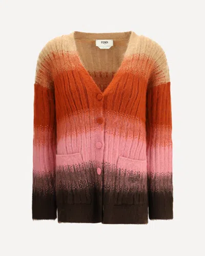 Fendi Mohair And Wool Blend Cardigan In Multi