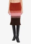 Fendi Gradient Mohair And Wool High-waisted Midi Skirt Clothing In Multi
