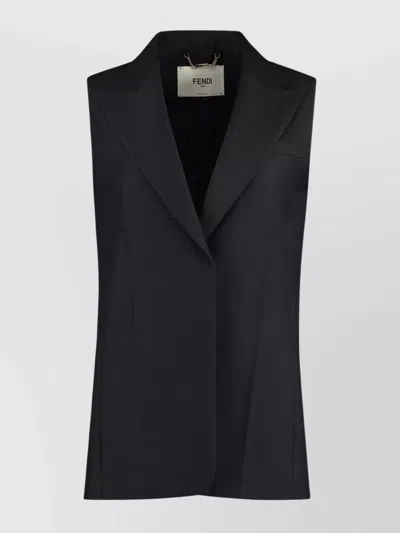 Fendi Black Tailored Waistcoat With Sharp Lapel