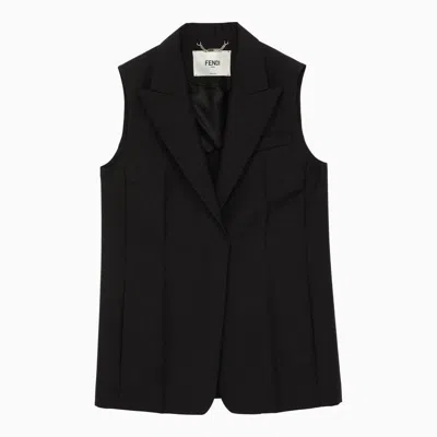 Fendi Mohair And Wool Vest In Black