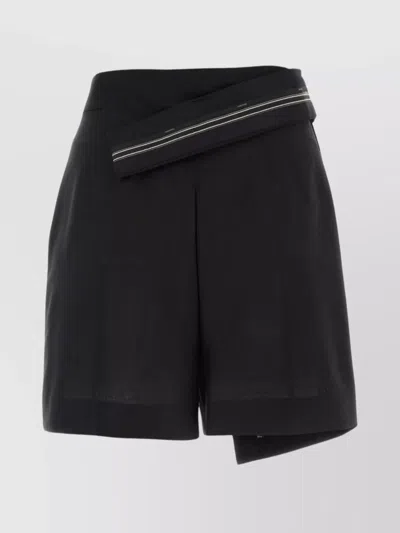 Fendi Mohair Blend Shorts Waist Belted In Black