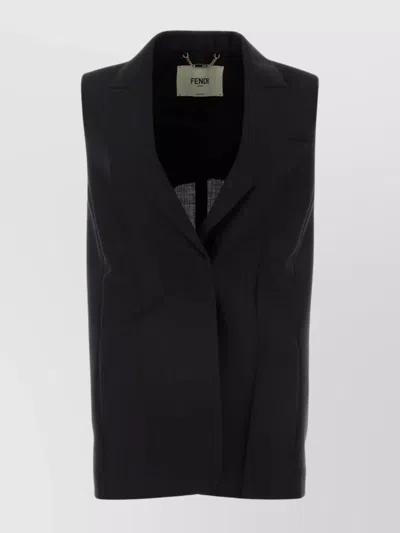 Fendi Mohair Blend Vest Back Vent In Black