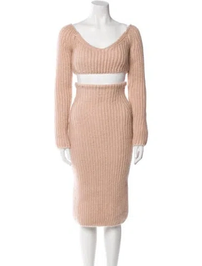 Pre-owned Fendi Mohair Skirt Set In Neutral