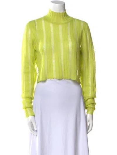 Pre-owned Fendi Mohair Striped Sweater In Green