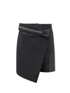 FENDI MOHAIR WOOL SHORTS WITH INSIDE-OUT DETAIL AT WAIST WITH FENDI ROMA LOGOED BAND