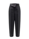 FENDI MOHAIR WOOL TROUSER WITH INSIDE-OUT DETAIL WITH FENDI-ROMA LOGOED RIBBON
