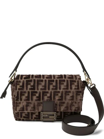 FENDI FENDI MOM UETTE MEDIUM JACQUARD FF VELVET BAGS